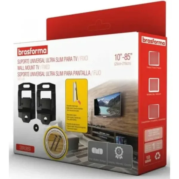 soporte tv led fijo 10 a 85" brasforma (sbru859)