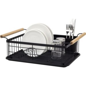 escurridor metal c/asas madera marcal 47x30x16 cm. negro