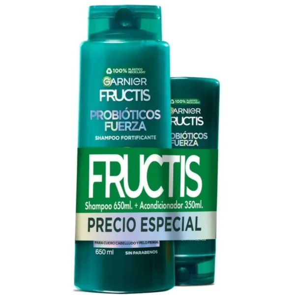 shampoo fructis 650 ml. + acond. 350 ml probioticos fuerza (xuy01603)