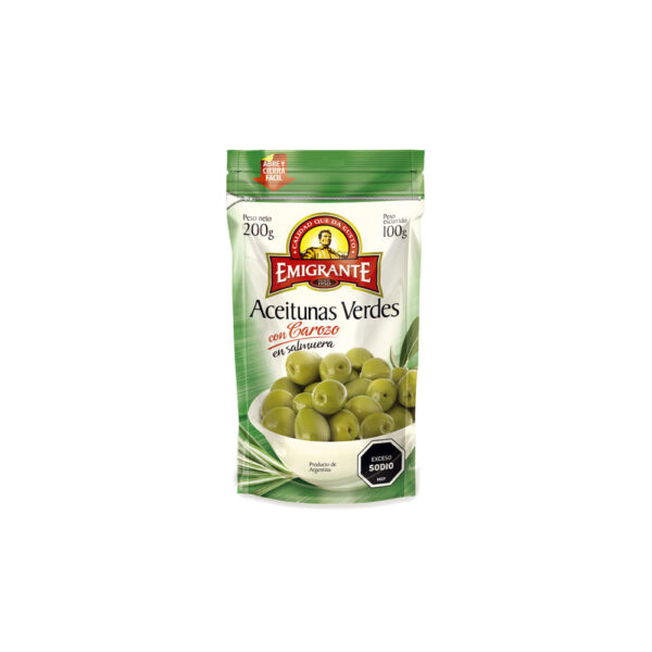 aceituna emigrante c/carozo 200/100 grs. d.pack (200293)