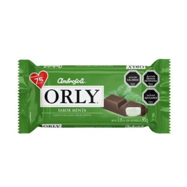 chocolate orly rellena sab. menta 95 grs. (1352)