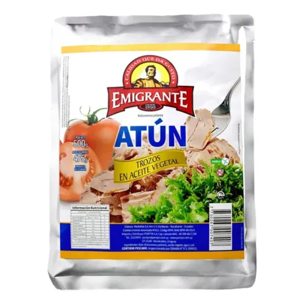 atun e/trozos a/aceite veg. emigrante 500 grs. sachet