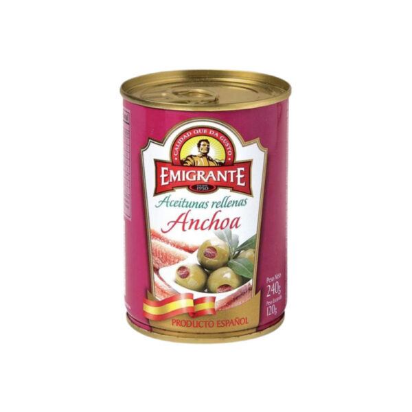aceituna emigrante rellena c/anchoas 240/120 grs. lata aceituna emigrante rellena c/anchoas 240/120 grs. lata