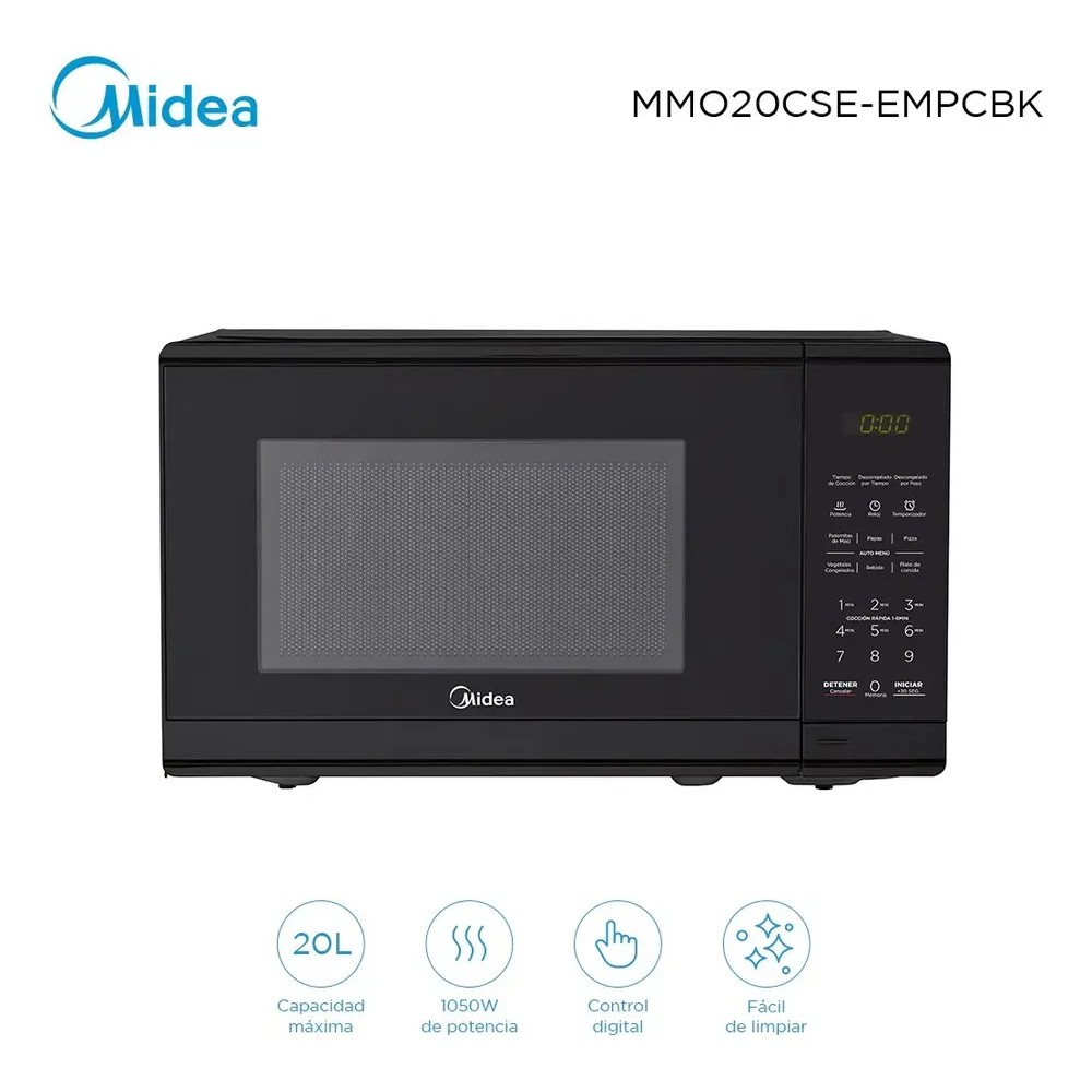 HORNO MICROONDAS MIDEA MMO20CSEEMPCBK DIGITAL 20 LTS. NEGRO