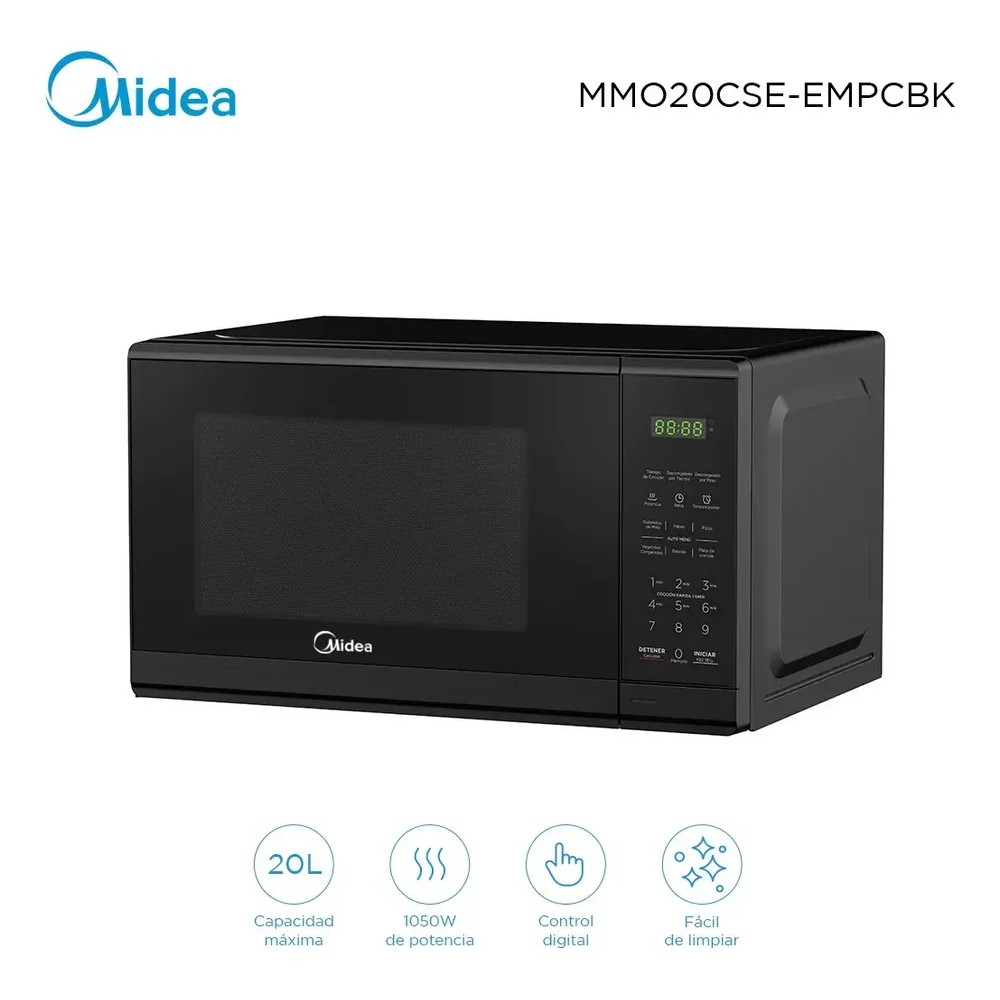 HORNO MICROONDAS MIDEA MMO20CSEEMPCBK DIGITAL 20 LTS. NEGRO