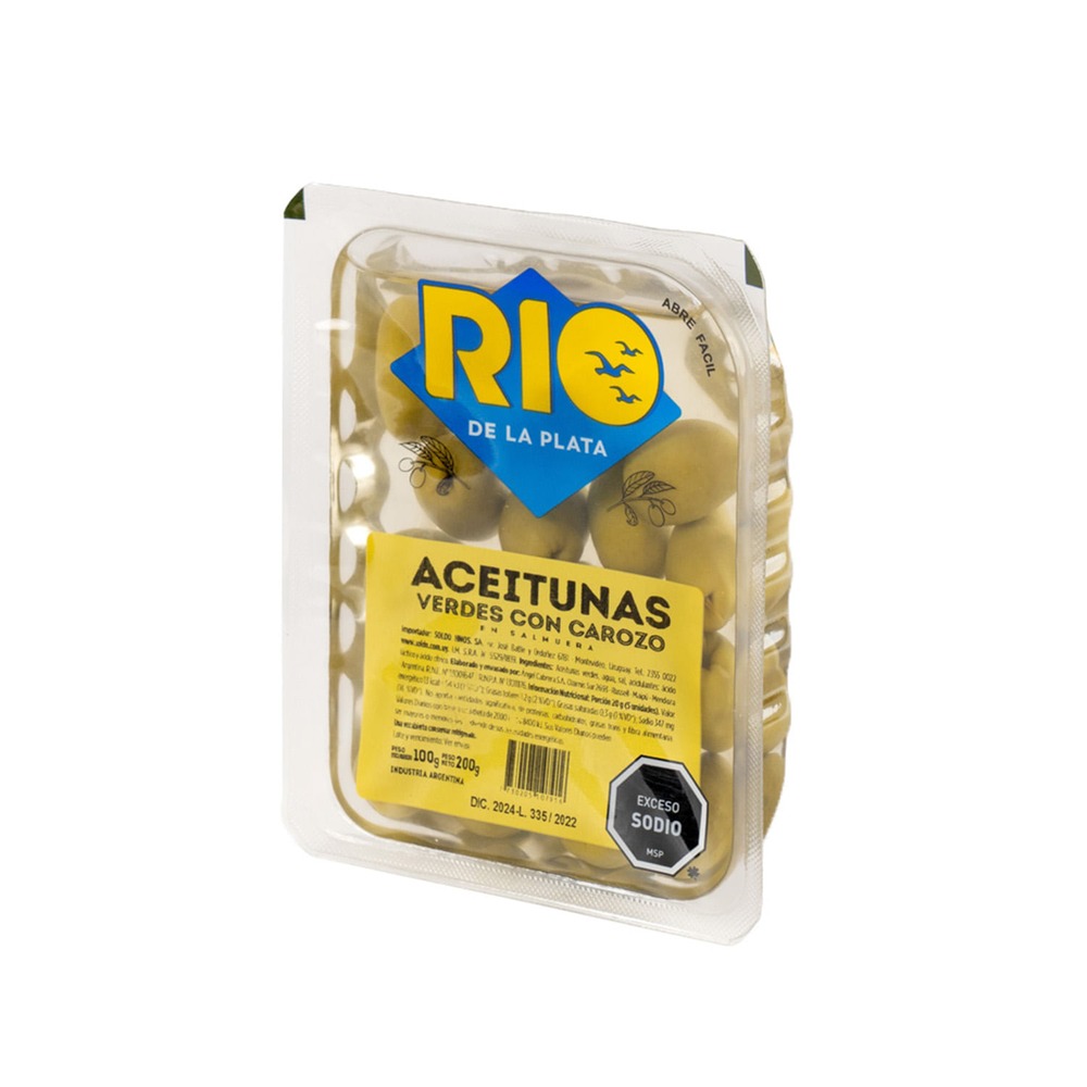 ACEITUNA RIO DE LA PLATA C/CAROZO 200 GRS. BANDEJA (10791)