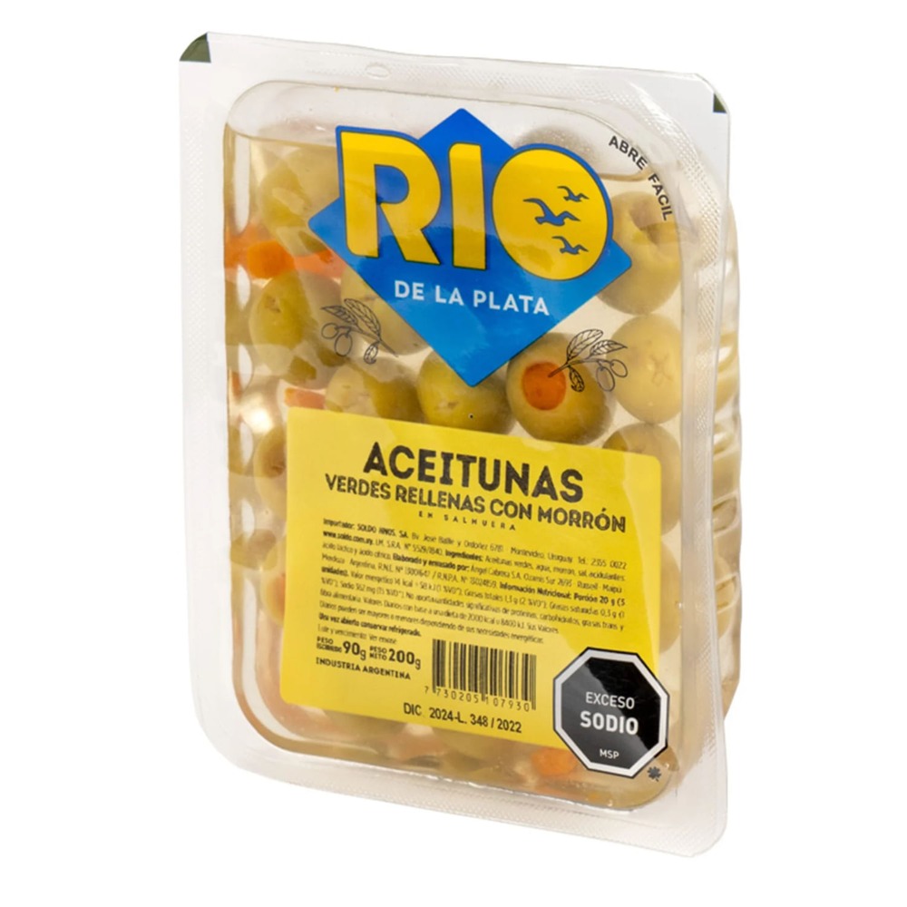 7730205107930 ACEITUNA RIO DE LA PLATA C/MORRON 200/90 GRS. BANDEJA(10793)