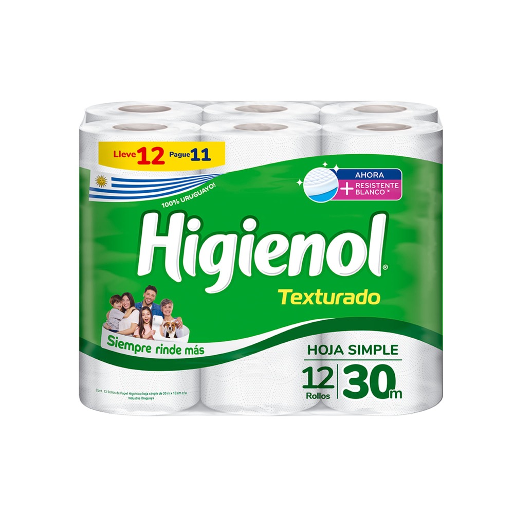 PAPEL HIGIENICO HIGIENOL TEXTURADO BCO. 12 UN.. 30 M. OFERTA
