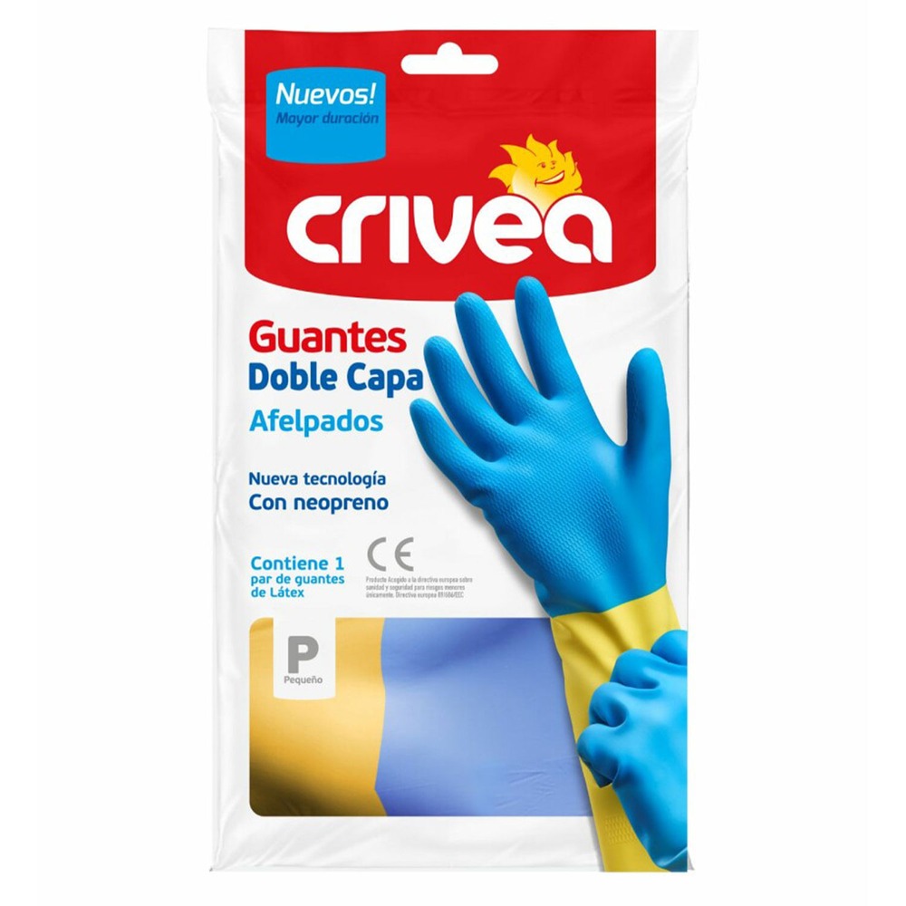 7730905762484 GUANTE DE GOMA CRIVEA BICOLOR AFELPADO PEQUEÑO (0481)