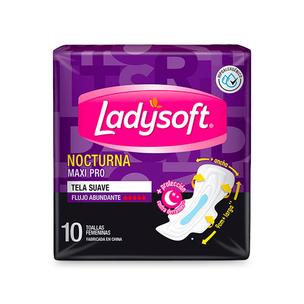 TOALLAS HIG. LADYSOFT NOCTURNA MAXI PRO T/SUAVE C/ALAS 10 UN. (9944)