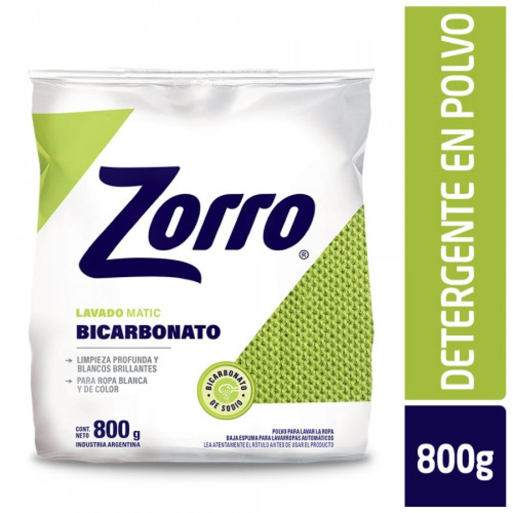 JAB. POLVO EL ZORRO MATIC DP. 800 GRS. C/BICARBONATO (47011)