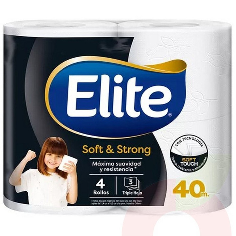 PAPEL HIGIENICO ELITE SOFT & STRONG TRIPLE HOJA 4 UN. 40 M. (1115)