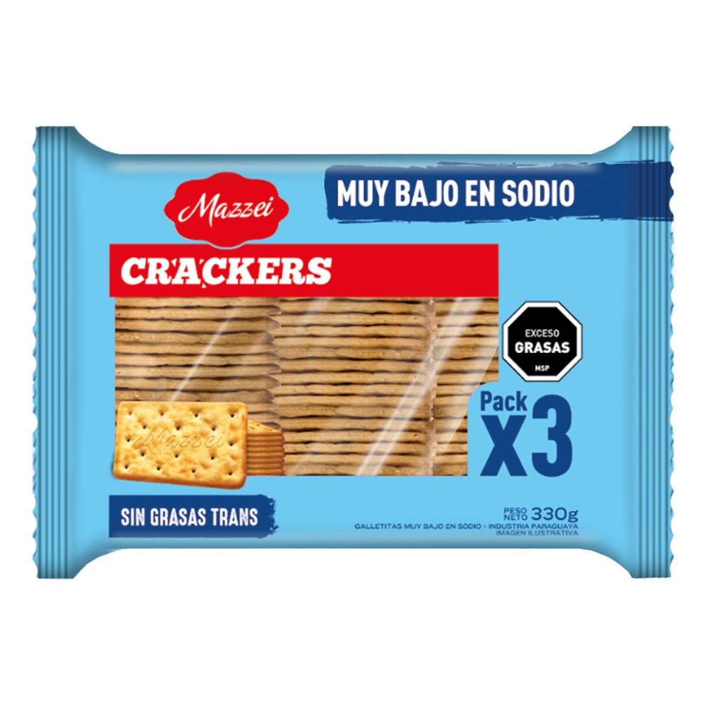 7841503002374 GALLETITA MAZZEI CRACKERS MUY BAJO EN SODIO TRIPACK 330 GRS.