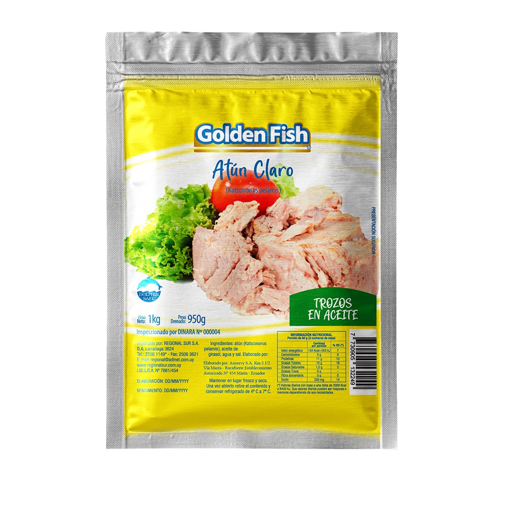 ATUN E/TROZOS E/ACEITE GOLDEN FISH 1 KG. D.PACK (3681)