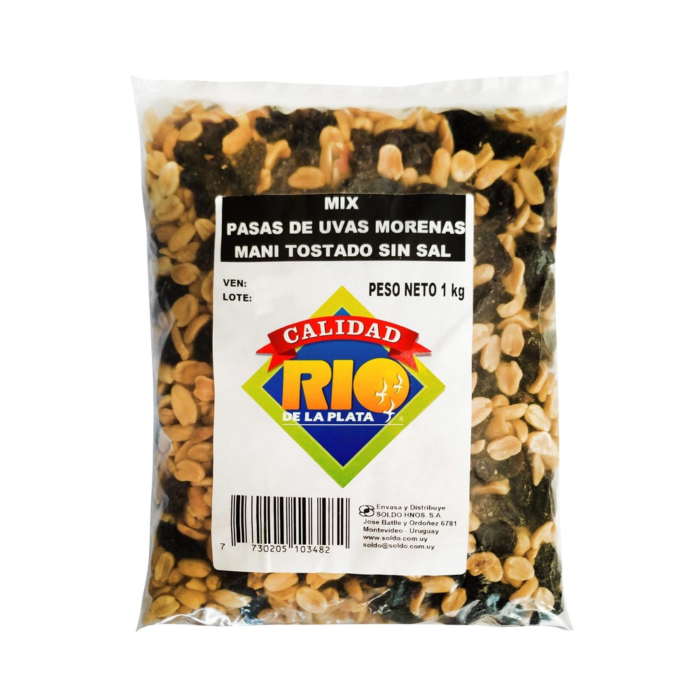 105306 MIX MANI TOSTADO S/SAL C/PASAS RIO DE LA PLATA 1 KG. (10348)