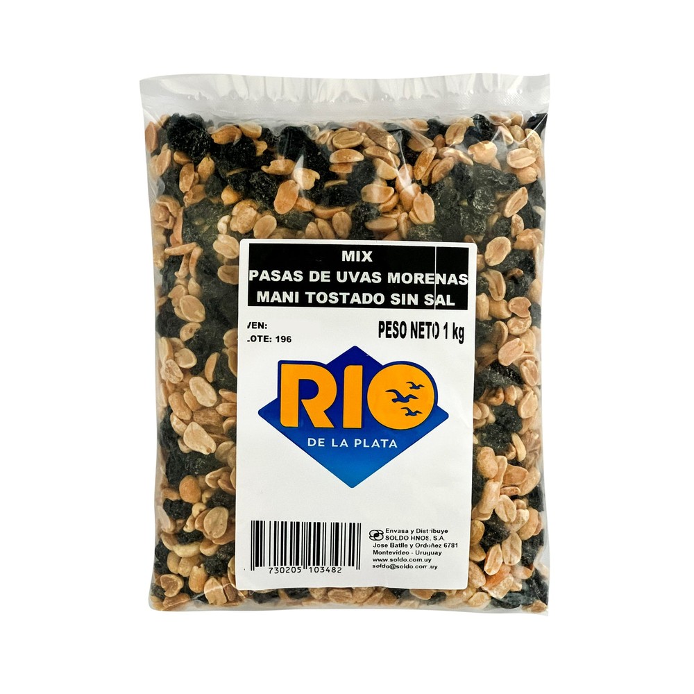 105307 MANI REPELADO FRITO C/SAL C/PASAS RIO DE LA PLATA 1 KG.