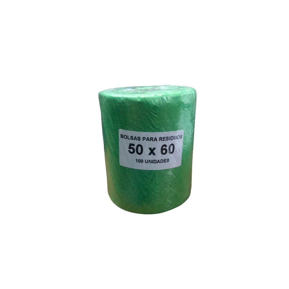 106389 BOLSAS RESIDUOS UNIPLAST VERDES ROLLO 100 UN. 50 X 60 CM.