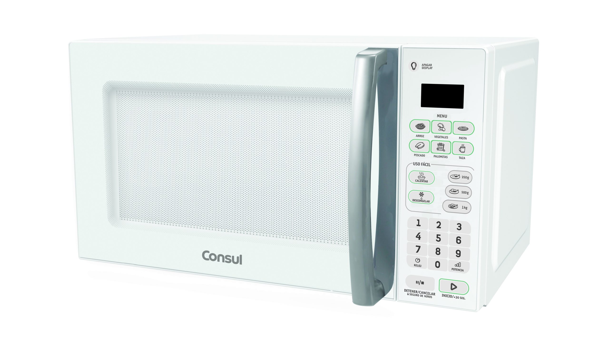 HORNO MICROONDAS CONSUL CMS20WF25Z PANT. LED 20 LTS. BCO.